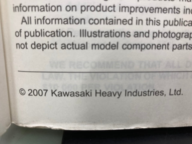 Kawasaki 99924-1384-01 KLR650 Service Manual 2007 Genuine