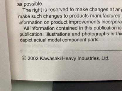 Kawasaki 99924-1293-01 KLX125 KLX125L Service Manual 2002 Genuine