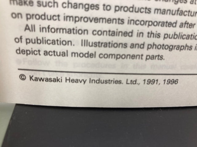 Kawasaki 99924-1143-52 KDX250 Service Manual Supplement 1991, 1996 Genuine