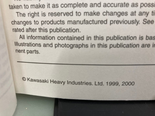 Kawasaki 99924-1245-02 W650 Service Manual 1999, 2000 Genuine