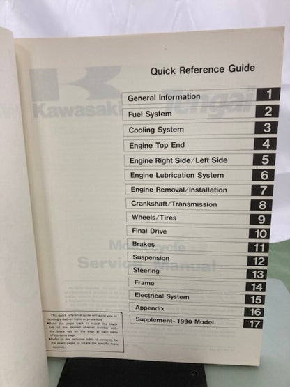 Kawasaki 99924-1113-02 Tengai KL650 KL500 Service Manual 1988, 1989 Genuine