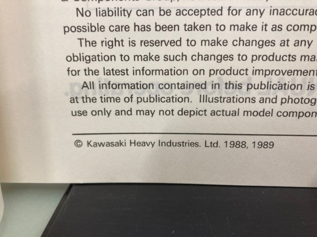 Kawasaki 99924-1113-02 Tengai KL650 KL500 Service Manual 1988, 1989 Genuine