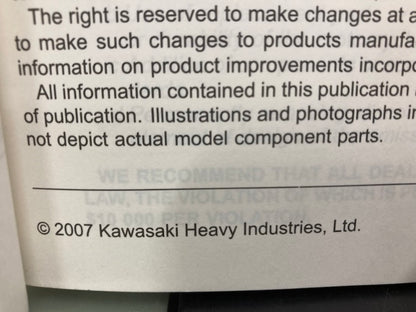 Kawasaki 99924-1380-01 Z1000 ABS Service Manual 2007 Genuine