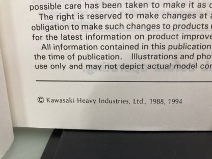 Kawasaki 99924-1114-02 KDX200 Service Manual 1988, 1994 Genuine