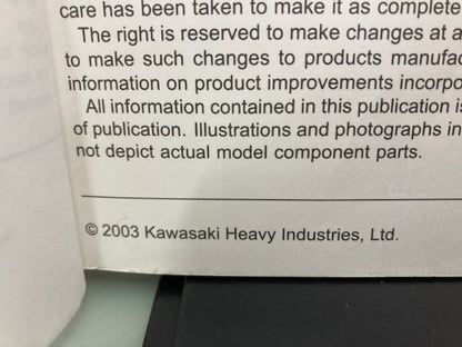 Kawasaki 99924-1324-01 KX250F Service Manual 2003 Genuine