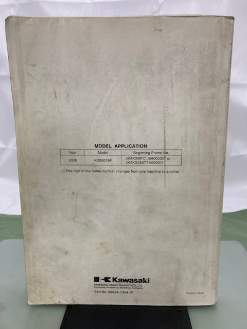 Kawasaki 99924-1354-01 KX250F Service Manual 2005 Genuine
