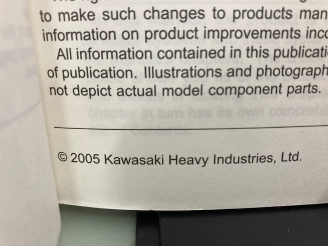 Kawasaki 99924-1354-01 KX250F Service Manual 2005 Genuine