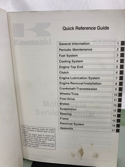 Kawasaki 99924-1411-01 KX250F Service Manual 2008 Genuine