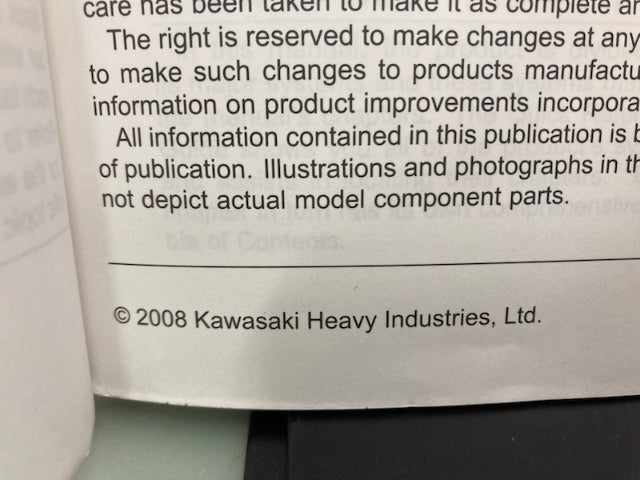 Kawasaki 99924-1411-01 KX250F Service Manual 2008 Genuine
