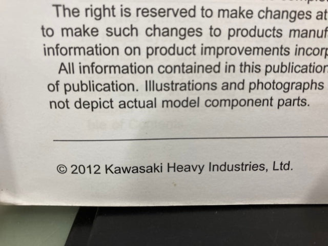 Kawasaki 99924-1459-31 KX250F Service Manual 2012 Genuine