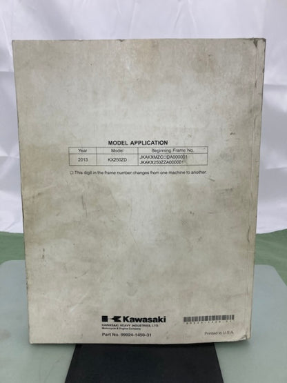 Kawasaki 99924-1459-31 KX250F Service Manual 2012 Genuine