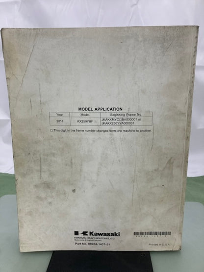 Kawasaki 99924-1437-31 KX250F Service Manual 2010 Genuine