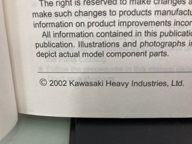 Kawasaki 99924-1300-01 KLX400SR Service Manual 2002 Genuine