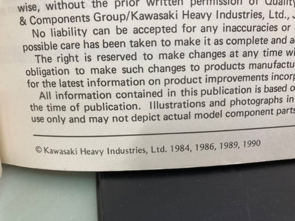 Kawasaki 99924-1048-06 GPz900R Service Manual '84, '86, '89, '90 Genuine