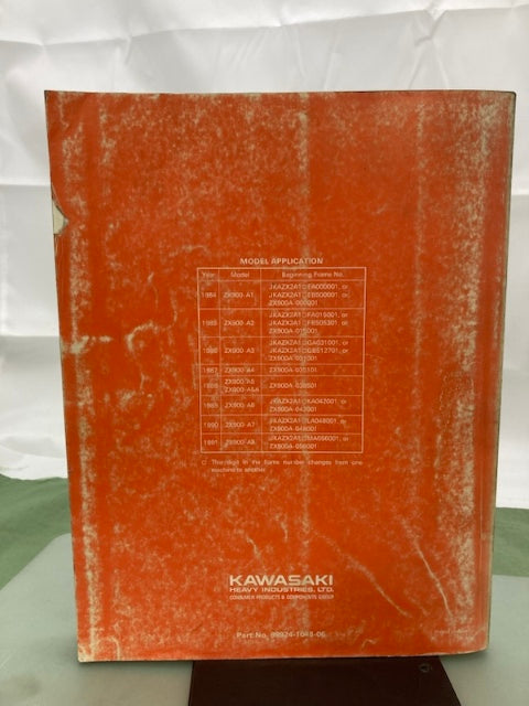 Kawasaki 99924-1048-06 GPz900R Service Manual '84, '86, '89, '90 Genuine