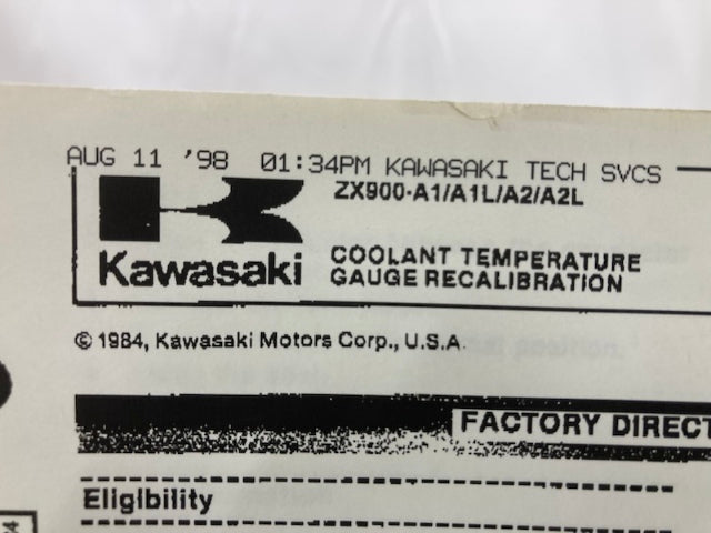 Kawasaki 99924-1048-06 GPz900R Service Manual '84, '86, '89, '90 Genuine