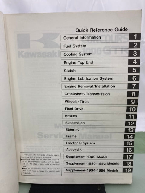 Kawasaki 99924-1065-08 Concours 1000GTR Service Manual 1986-1996 Genuine