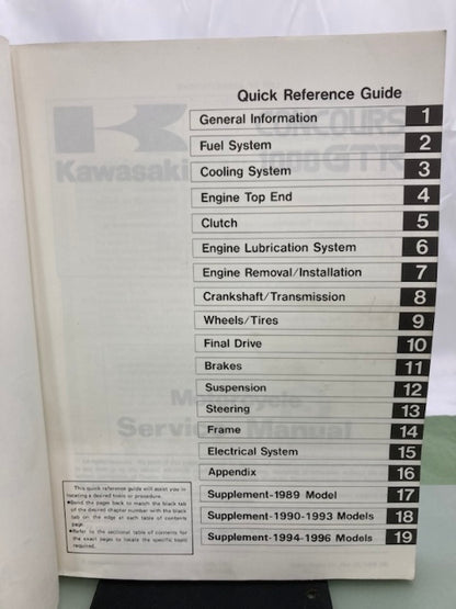 Kawasaki 99924-1065-08 Concours 1000GTR Service Manual 1986-1996 Genuine