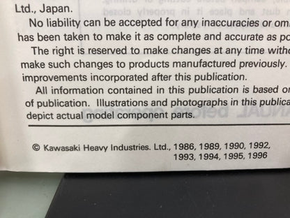 Kawasaki 99924-1065-08 Concours 1000GTR Service Manual 1986-1996 Genuine
