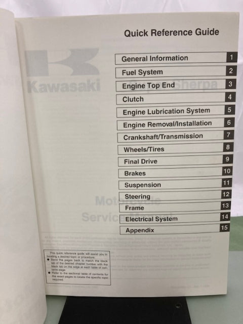 Kawasaki 99924-1250-01 Super Sherpa KL250 Service Manual 1999 Genuine