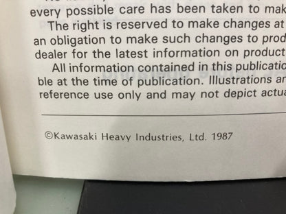 Kawasaki 99924-1101-01 KX125 KX250 KX500 Service Manual 1987 Genuine