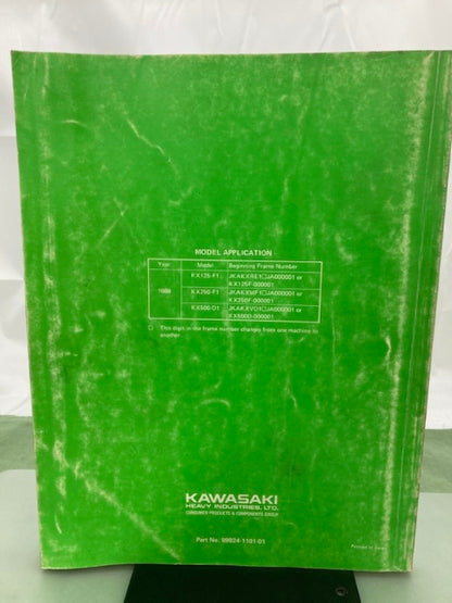 Kawasaki 99924-1101-01 KX125 KX250 KX500 Service Manual 1987 Genuine