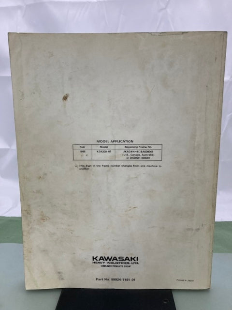 Kawasaki 99924-1181-01 KDX200 Service Manual 1994 Genuine