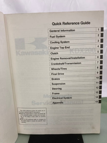 Kawasaki 99924-1181-01 KDX200 Service Manual 1994 Genuine