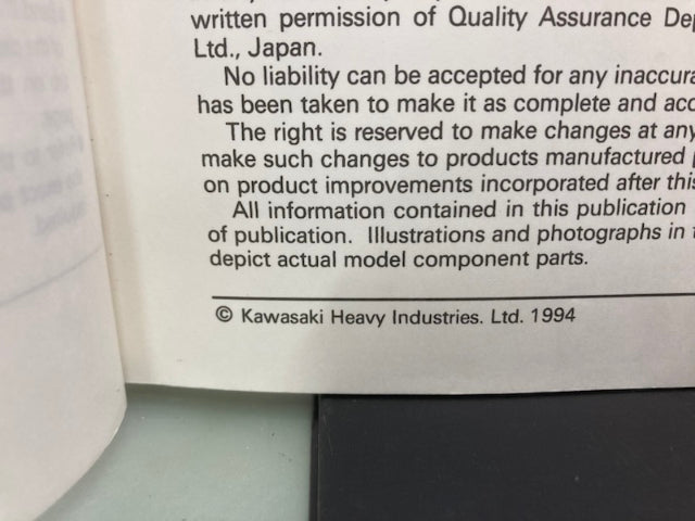 Kawasaki 99924-1181-01 KDX200 Service Manual 1994 Genuine