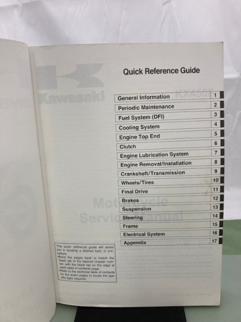 Kawasaki 99924-1410-01 KX450F Service Manual 2008 Genuine