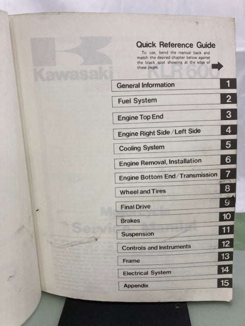 Kawasaki 99924-1050-01 KLR 600 Service Manual 1983 Genuine