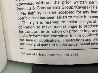 Kawasaki 99924-1050-01 KLR 600 Service Manual 1983 Genuine
