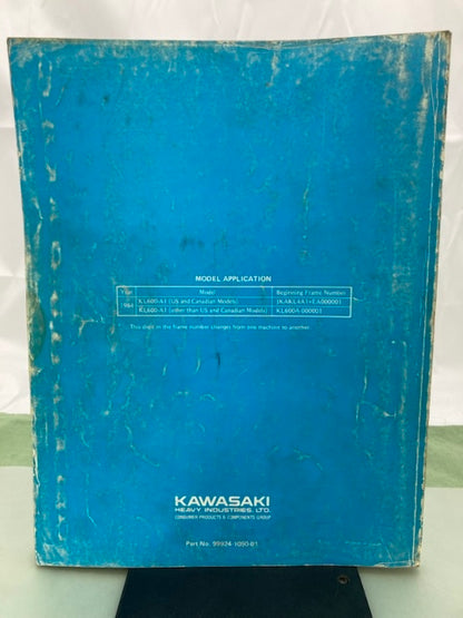 Kawasaki 99924-1050-01 KLR 600 Service Manual 1983 Genuine