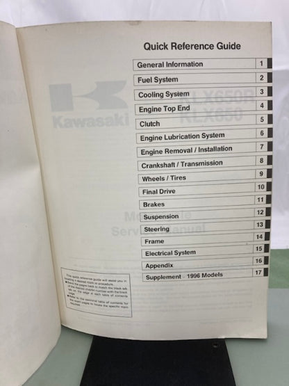 Kawasaki 99924-1162-03 KLX650 KLX650R Service Manual 1993-1995 Genuine