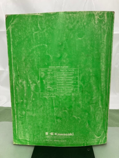 Kawasaki 99924-1219-01 KX80 KX100 Service Manual 1997 Genuine