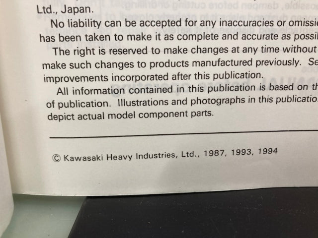 Kawasaki 99924-1094-03 KX60 KX80 KDX80 KX100 Service Man '87, '93, '94  Genuine