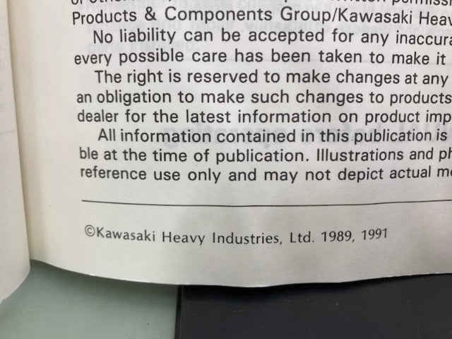 Kawasaki 99924-1131-02 KX125 KX250 Service Manual '89, '91 Genuine