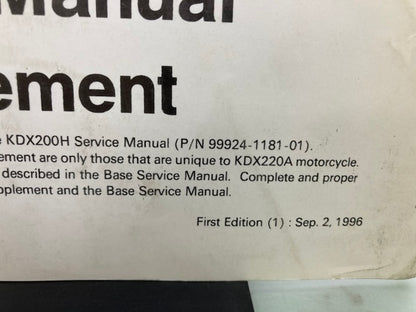 Kawasaki 99924-1204-51 KDX220 Service Manual Supplement 1996 Genuine