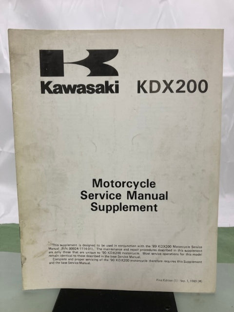 Kawasaki 99924-1136-51 KDX200 Service Manual Supplement 1989 Genuine