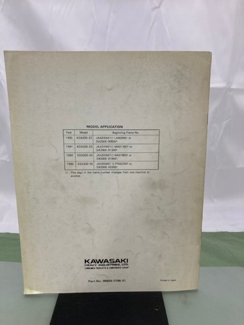 Kawasaki 99924-1166-51 KDX200 Service Manual Supplement 1993 Genuine