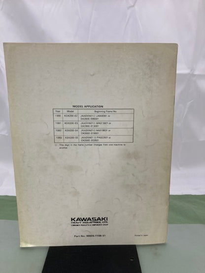 Kawasaki 99924-1166-51 KDX200 Service Manual Supplement 1993 Genuine