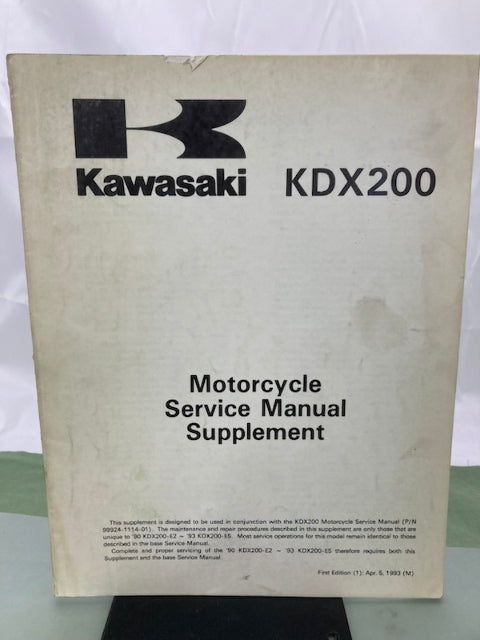 Kawasaki 99924-1166-51 KDX200 Service Manual Supplement 1993 Genuine