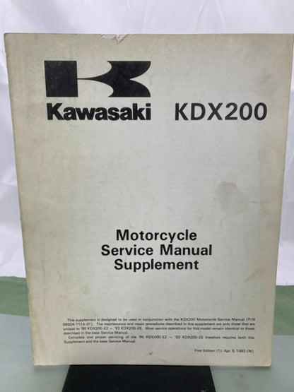 Kawasaki 99924-1166-51 KDX200 Service Manual Supplement 1993 Genuine
