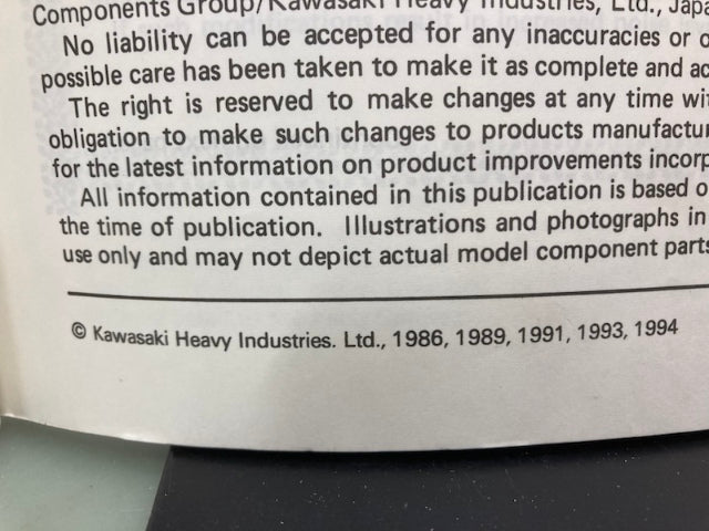 Kawasaki 99924-1080-55 KLR650 500 Serv Man Supp '86, '89, '91, '93, '94 Genuine