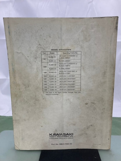 Kawasaki 99924-1080-55 KLR650 500 Serv Man Supp '86, '89, '91, '93, '94 Genuine