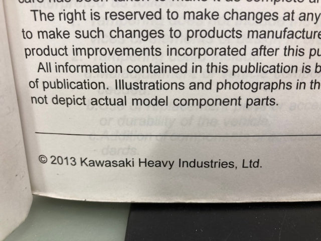 Kawasaki 99924-1474-02 Teryx4 UTV Service Manual 2013 Genuine