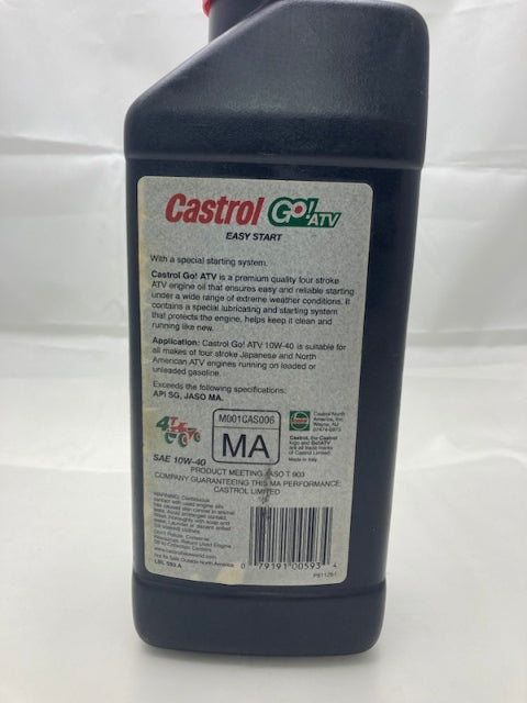 Castrol 06103 1L Go! ATV 4T Sae 10W-40 4 Stroke Atv Engine Oil New Genuine