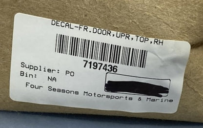 Polaris 7197436 Decal-Fr.Door, Upr, Top, Rh New Genuine