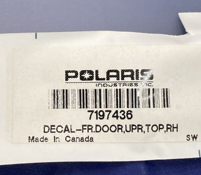 Polaris 7197436 Decal-Fr.Door, Upr, Top, Rh New Genuine