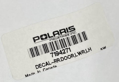 Polaris 7194271 Rr. LOWER DOOR DECAL LH New Genuine
